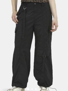 No Boundaries Black Nylon Windbreaker Cargo Parachute Pants Size XS